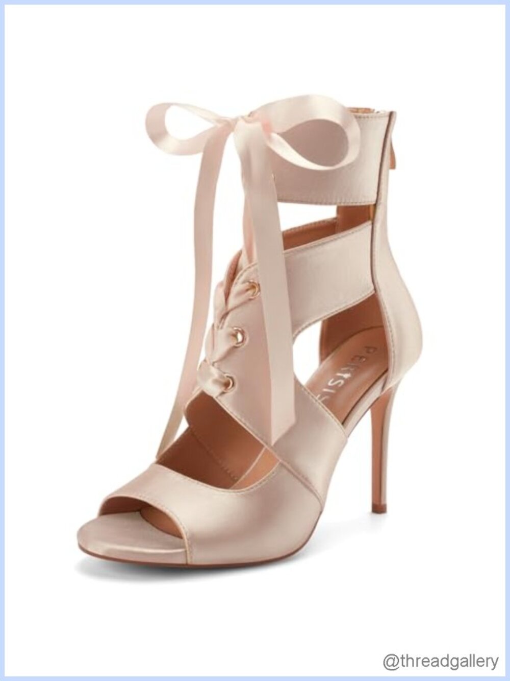 Satin Peep Toe Stiletto Sandals Lace Up Gladiator Low Heels